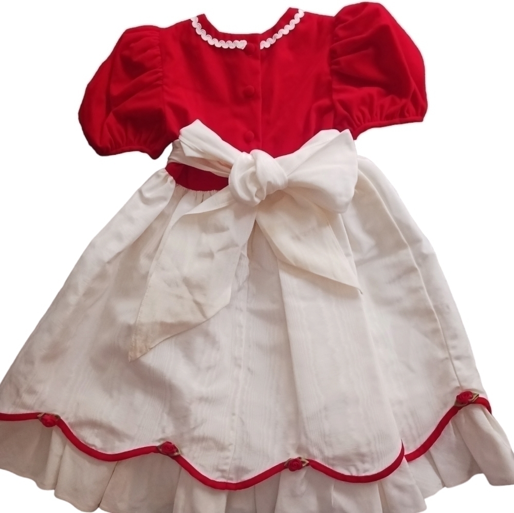 Youngsport Red Velvet Ivory Taffeta Dress - Picture 2 of 12